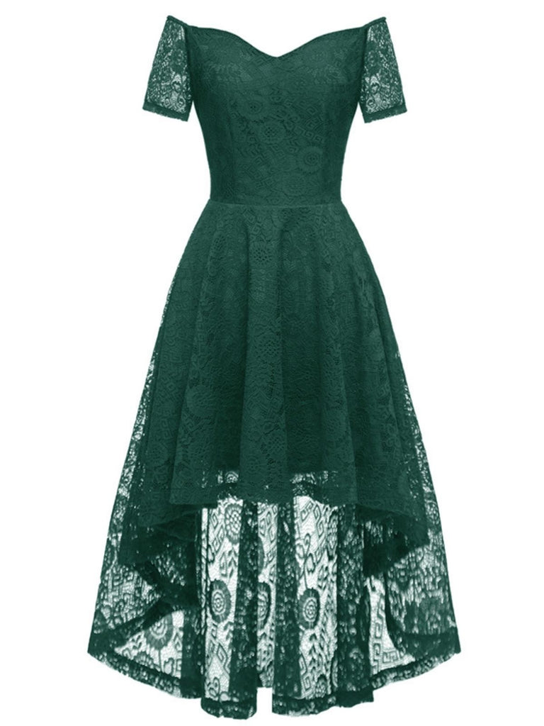 1950s Off-shoulder Floral Lace Dress — vintage elegance for the modern woman