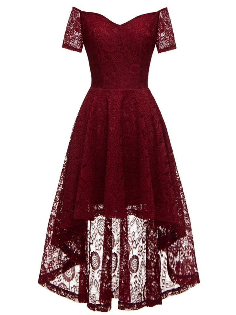 1950s Off-shoulder Floral Lace Dress — vintage elegance for the modern woman
