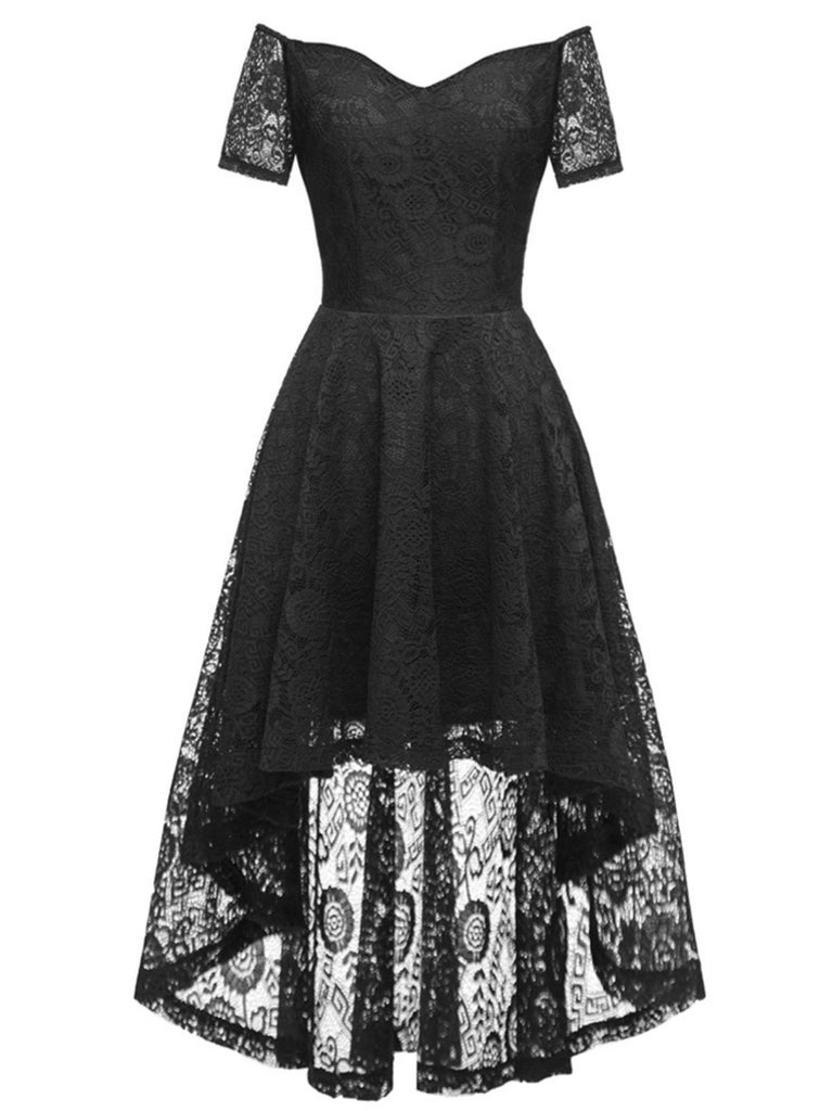 1950s Off-shoulder Floral Lace Dress: timeless style reimagined
