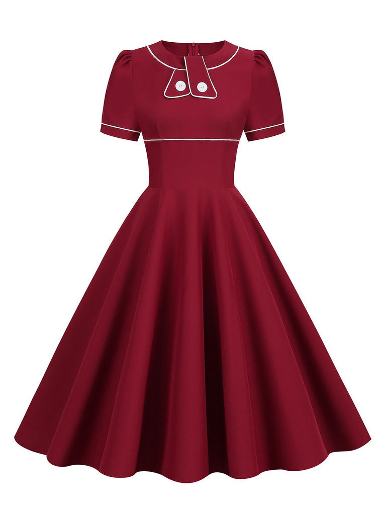 1950s Patchwork Button Swing Vintage Dress — vintage elegance for the modern woman