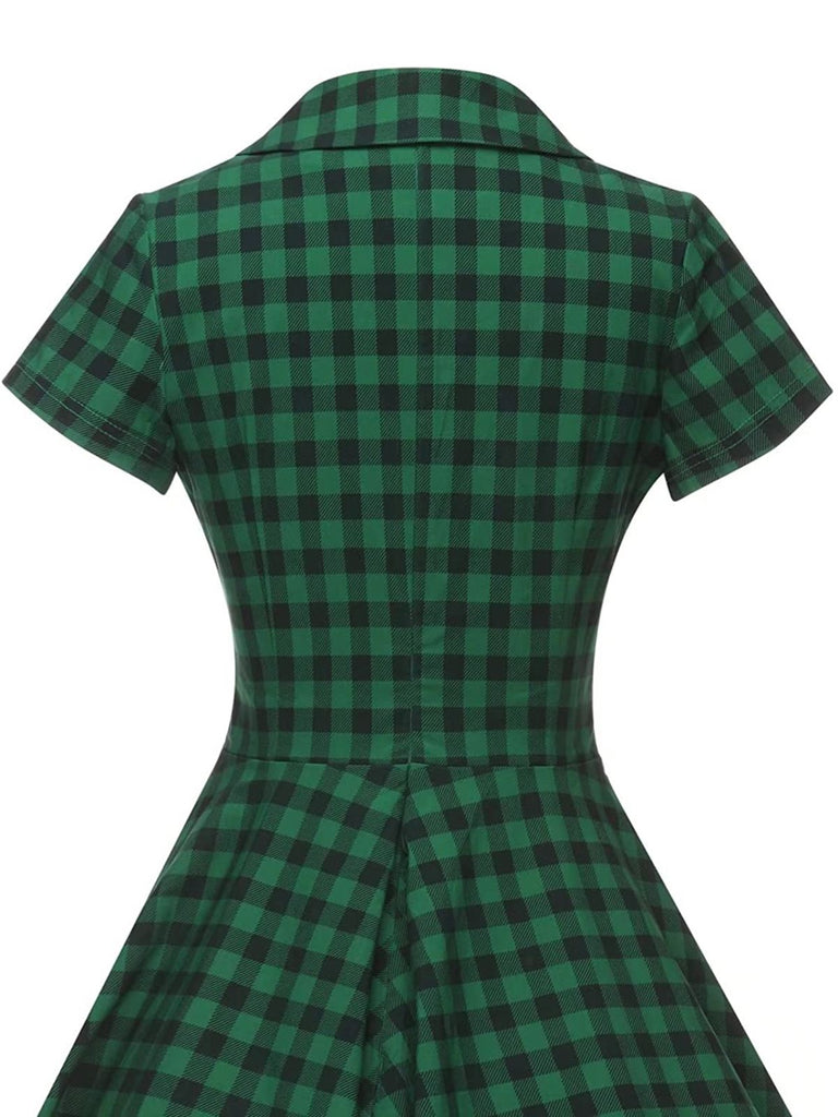 1950s Plaid Button Swing Dress, classic 1950s style elegant retro fashion - Image 5