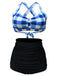 1950s Plaid Criss Cross Pleated Bikini, classic 1950s style summer beach collection - Image 1
