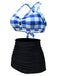 1950s Plaid Criss Cross Pleated Bikini, classic 1950s style summer beach collection - Image 3
