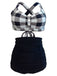 1950s Plaid Criss Cross Pleated Bikini, classic 1950s style summer beach collection - Image 5