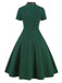 1950s Plaid Patchwork Bow Swing Dress, classic 1950s style elegant retro fashion - Image 3