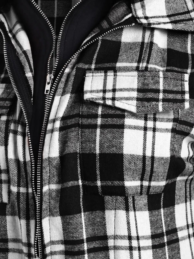 1950s Plaid Pocket Hooded Zipper Tops - vintage fashion, retro style