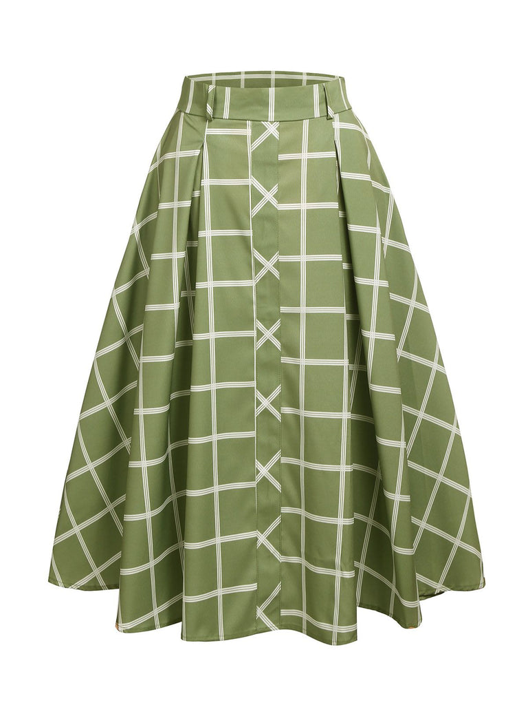 1950s Plaid Swing Skirt, classic 1950s style elegant retro fashion - Image 1