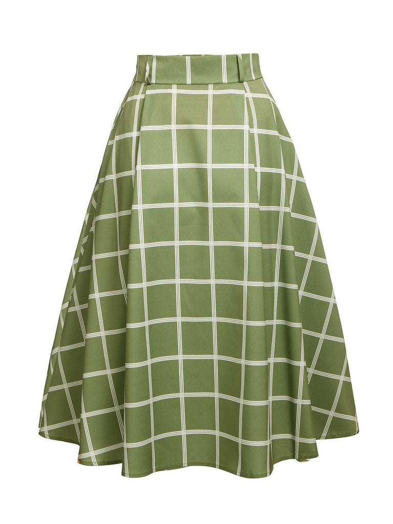 1950s Plaid Swing Skirt, classic 1950s style elegant retro fashion - Image 2
