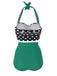 1950s Polka Dot Halter Pleated Bikini — vintage elegance for the modern woman