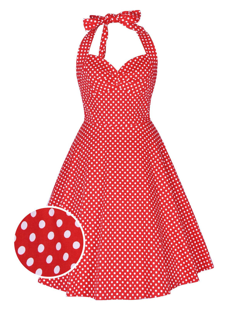 1950s Polka Dot Halter Swing Dress: timeless style reimagined