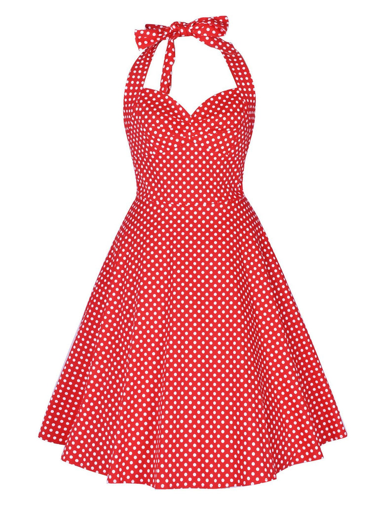 1950s Polka Dot Halter Swing Dress — vintage elegance for the modern woman