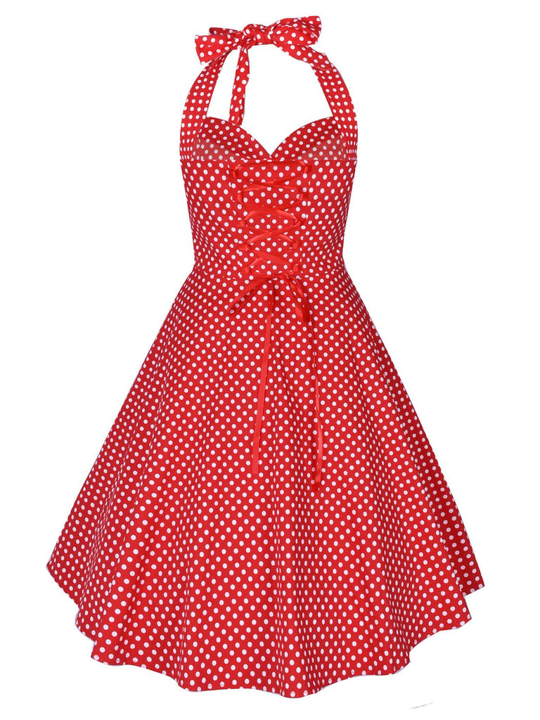 1950s Polka Dot Halter Swing Dress: timeless style reimagined