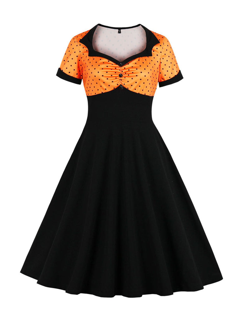 1950s Polka Dot Patchwork Swing Dress: timeless style reimagined
