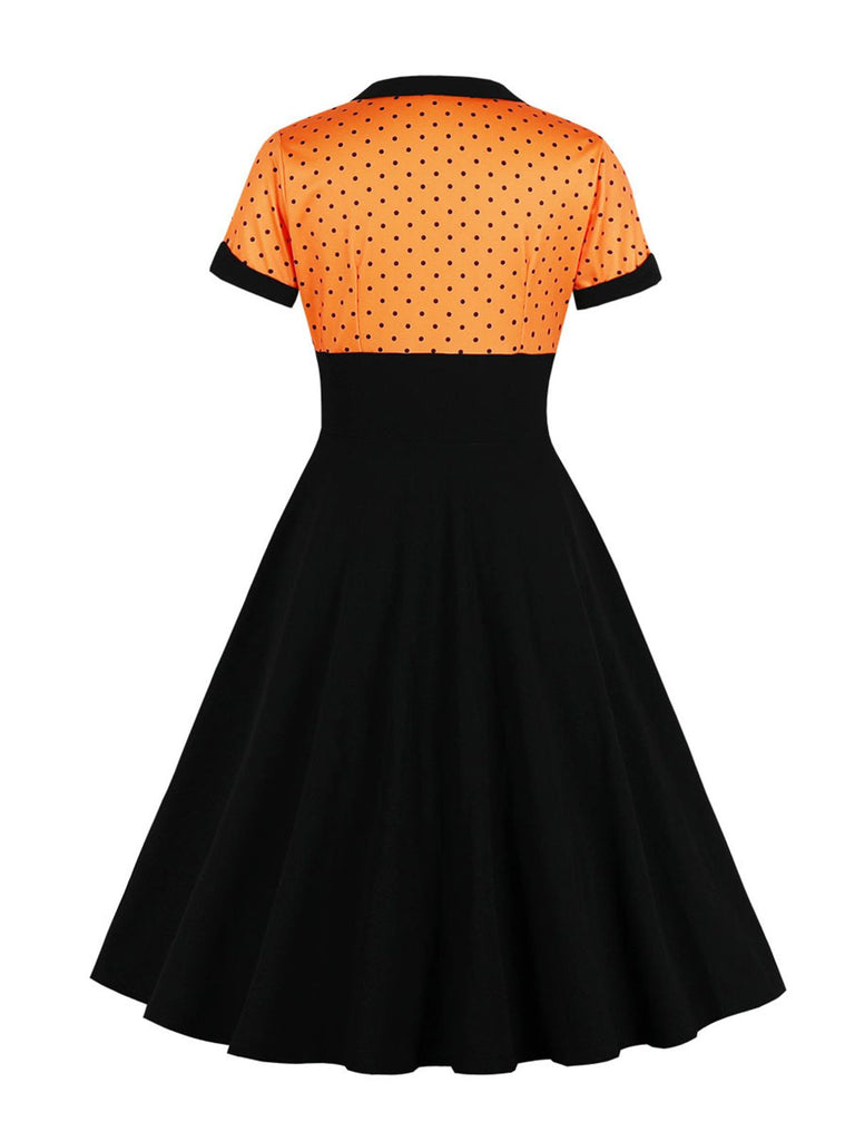 1950s Polka Dot Patchwork Swing Dress — vintage elegance for the modern woman