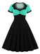 She slips into this 1950s Polka Dot Patchwork Swing Dress and suddenly it's a 1950s daydream