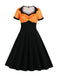 This 1950s Polka Dot Patchwork Swing Dress wraps her in 1950s elegance, one twirl at a time