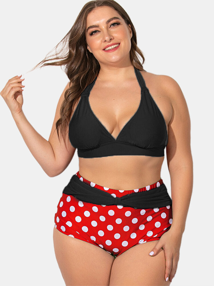 1950s Polka Dot Pleated Halter Bikini — vintage elegance for the modern woman