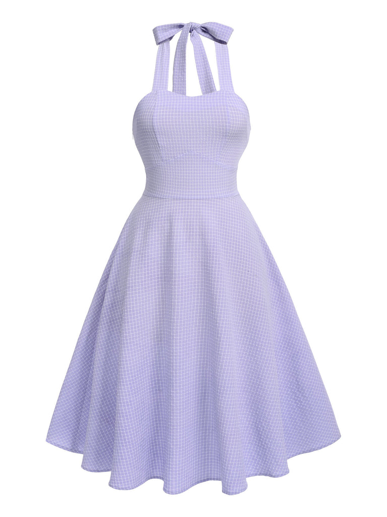 1950s Purple Halter Swing Vintage Dress — vintage elegance for the modern woman