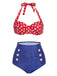 1950s Retro Polka Dot Halter Bikini Swimsuit — vintage elegance for the modern woman
