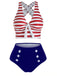 1950s Retro Strap Stripes Criss Cross Bikini: timeless style reimagined