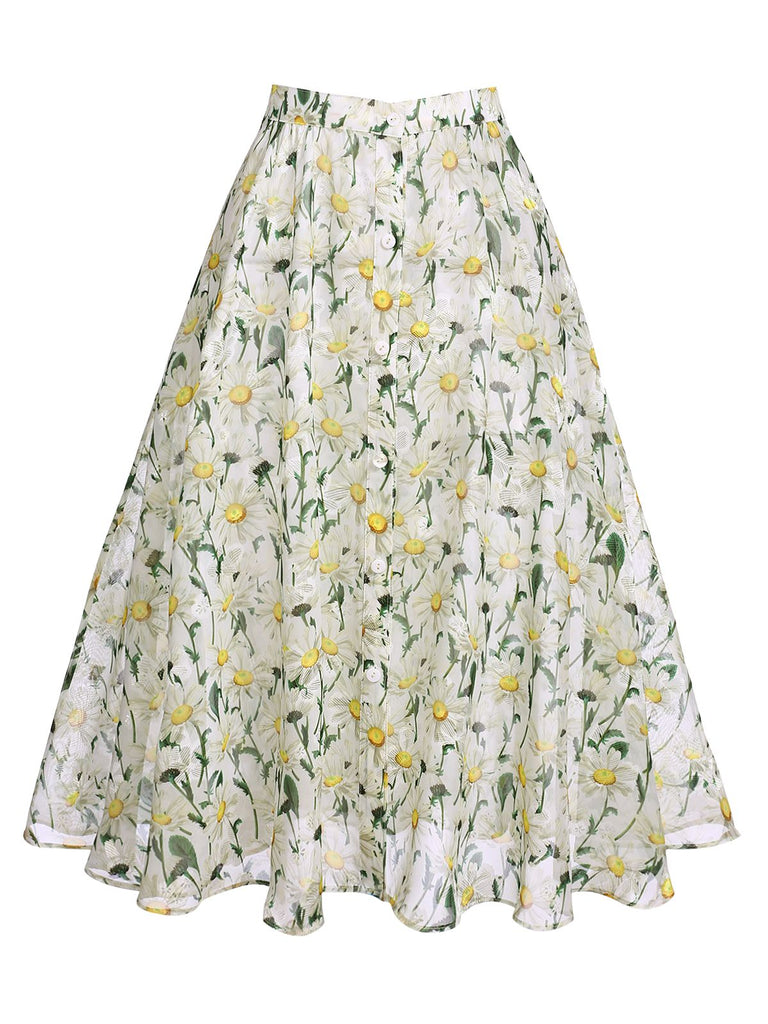 1950s Romper & White Floral Skirt, classic vintage style elegant retro fashion - Image 8
