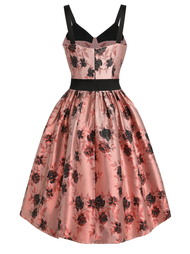 1950s Roses Embossed Satin Swing Dress, vintage dress, retro fashion, rockabilly, pin-up fashion - perfect for women who love vintage and retro fashion