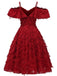 1950s Ruffle Tassel Feather Solid Dress — vintage elegance for the modern woman