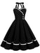 1950s Solid Halter Neck Swing Dress: timeless style reimagined
