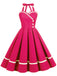 1950s Solid Halter Neck Swing Dress: timeless style reimagined