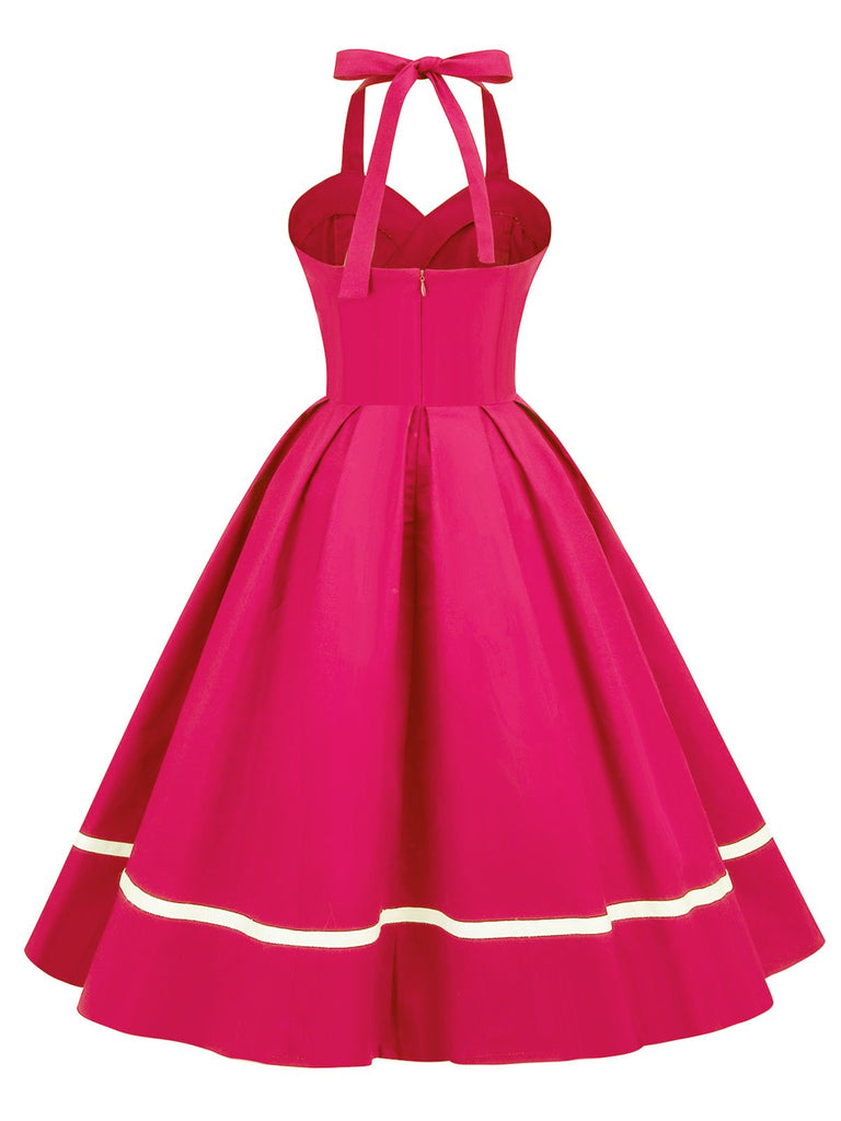 1950s Solid Halter Neck Swing Dress: timeless style reimagined