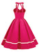 1950s Solid Halter Neck Swing Dress: timeless style reimagined