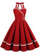 1950s Solid Halter Neck Swing Dress: timeless style reimagined