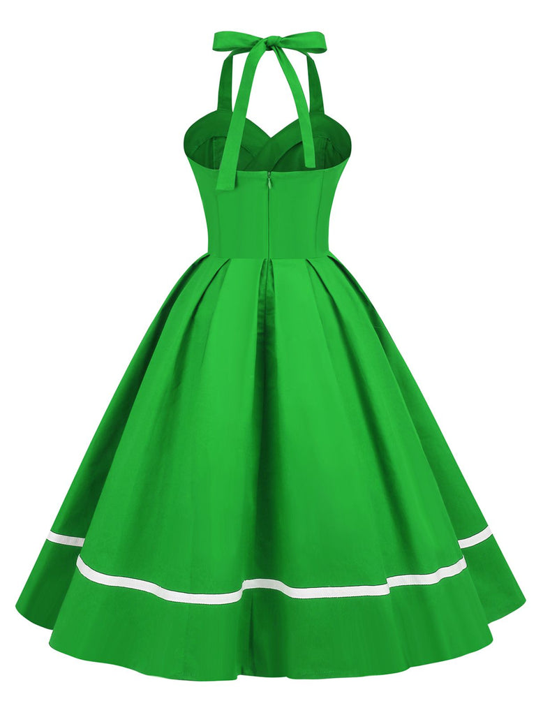 1950s Solid Halter Neck Swing Dress: timeless style reimagined