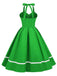 1950s Solid Halter Neck Swing Dress: timeless style reimagined