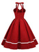 1950s Solid Halter Neck Swing Dress: timeless style reimagined