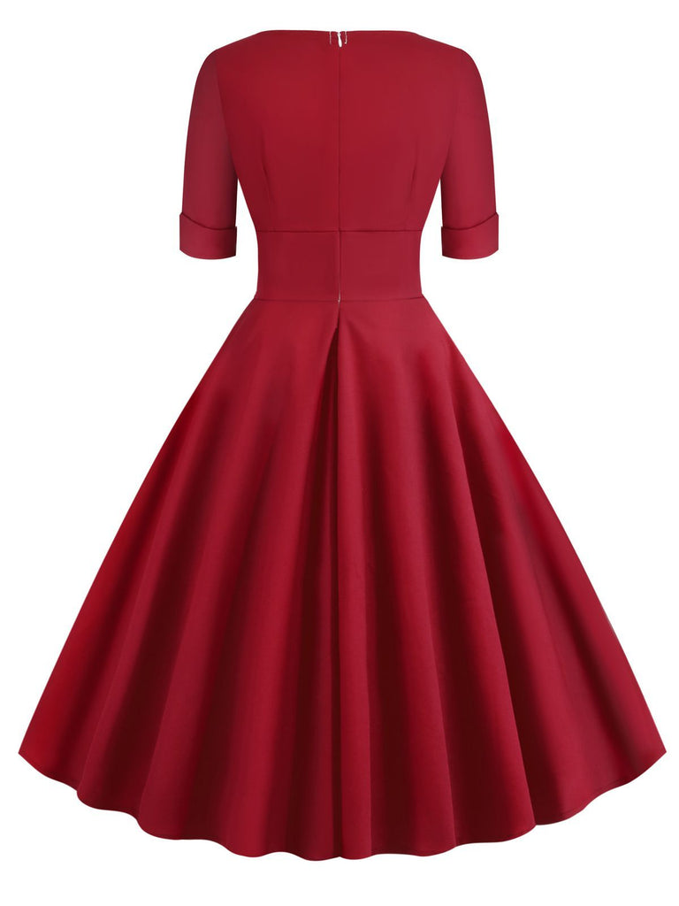 1950s Solid Sweetheart Fold Swing Dress: timeless style reimagined