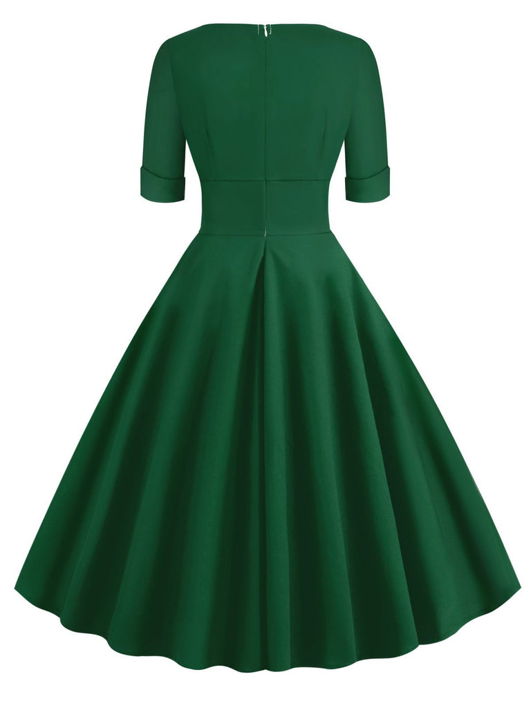 1950s Solid Sweetheart Fold Swing Dress: timeless style reimagined