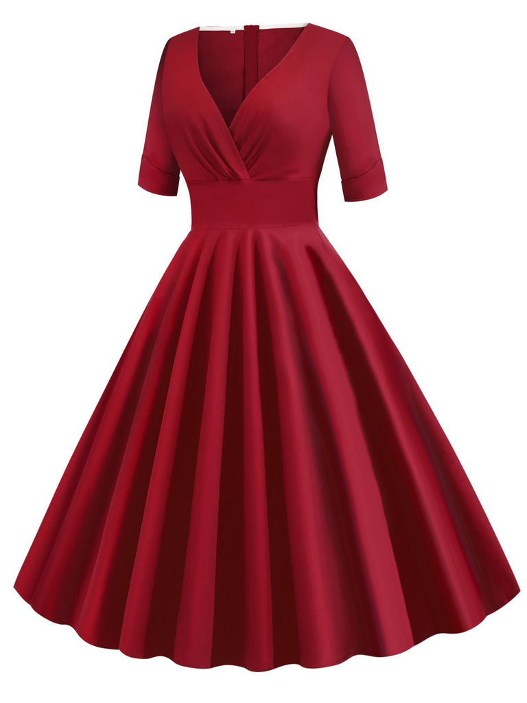 1950s Solid Sweetheart Fold Swing Dress: timeless style reimagined