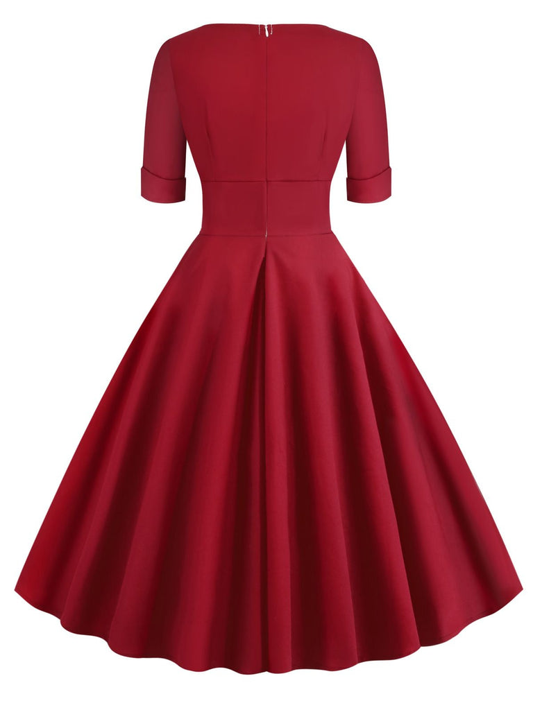 1950s Solid Sweetheart Fold Swing Dress — vintage elegance for the modern woman