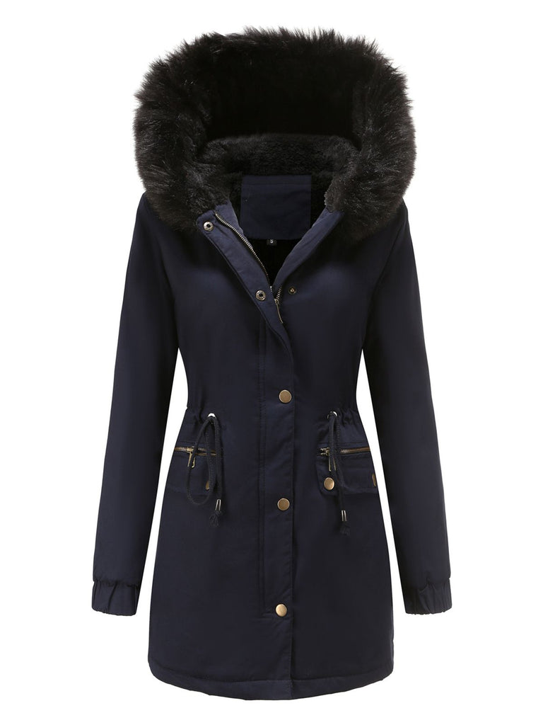 1950s Solid Zipper Fur Trimmed Coat: timeless style reimagined