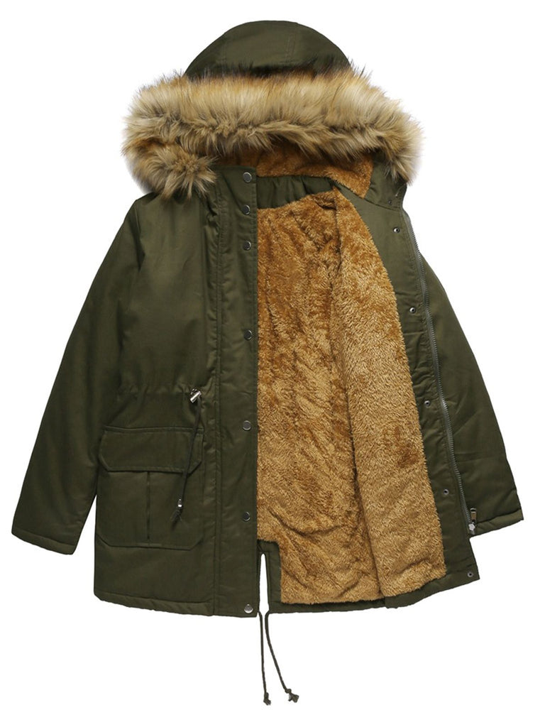1950s Solid Zipper Fur Trimmed Coat - vintage fashion, retro style