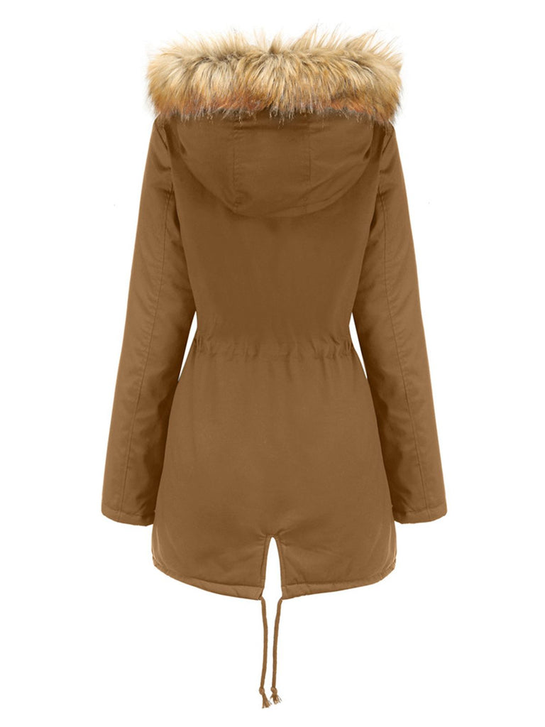 1950s Solid Zipper Fur Trimmed Coat: timeless style reimagined