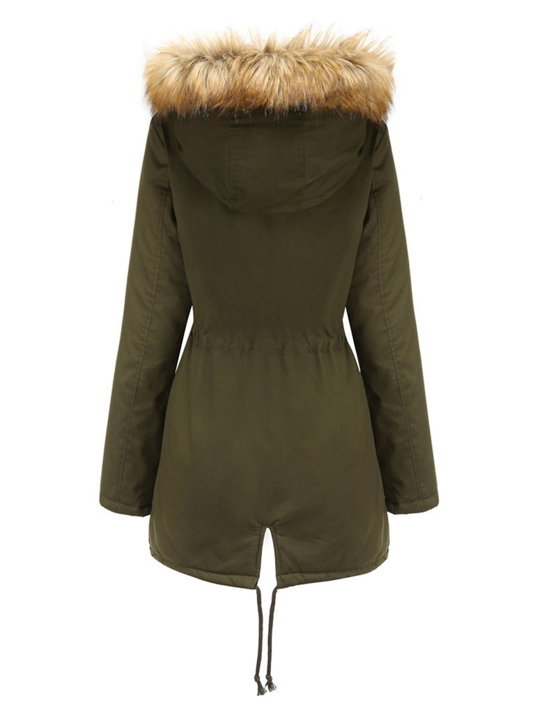 1950s Solid Zipper Fur Trimmed Coat: timeless style reimagined