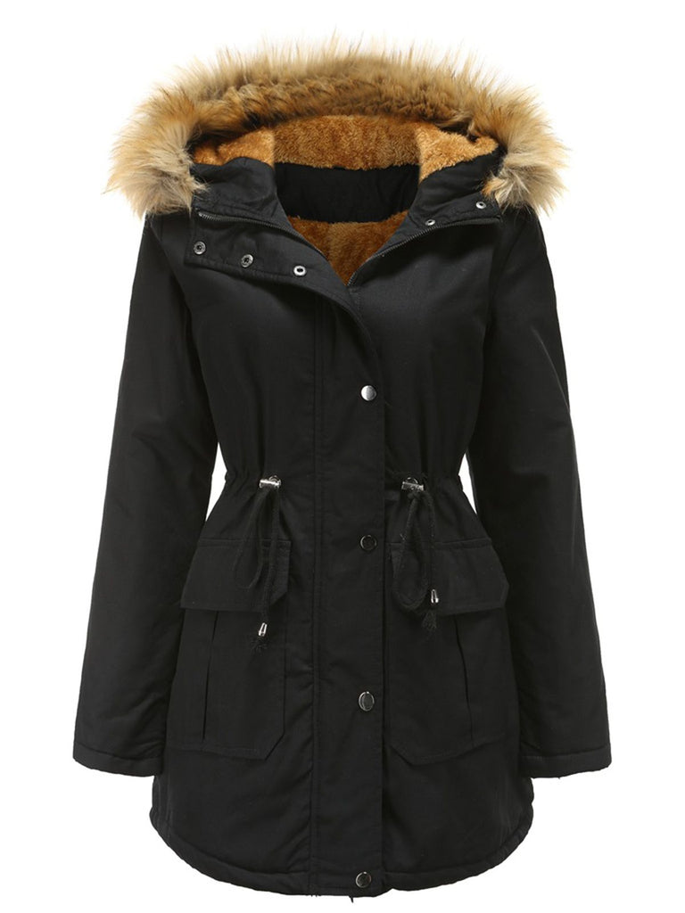 1950s Solid Zipper Fur Trimmed Coat: timeless style reimagined