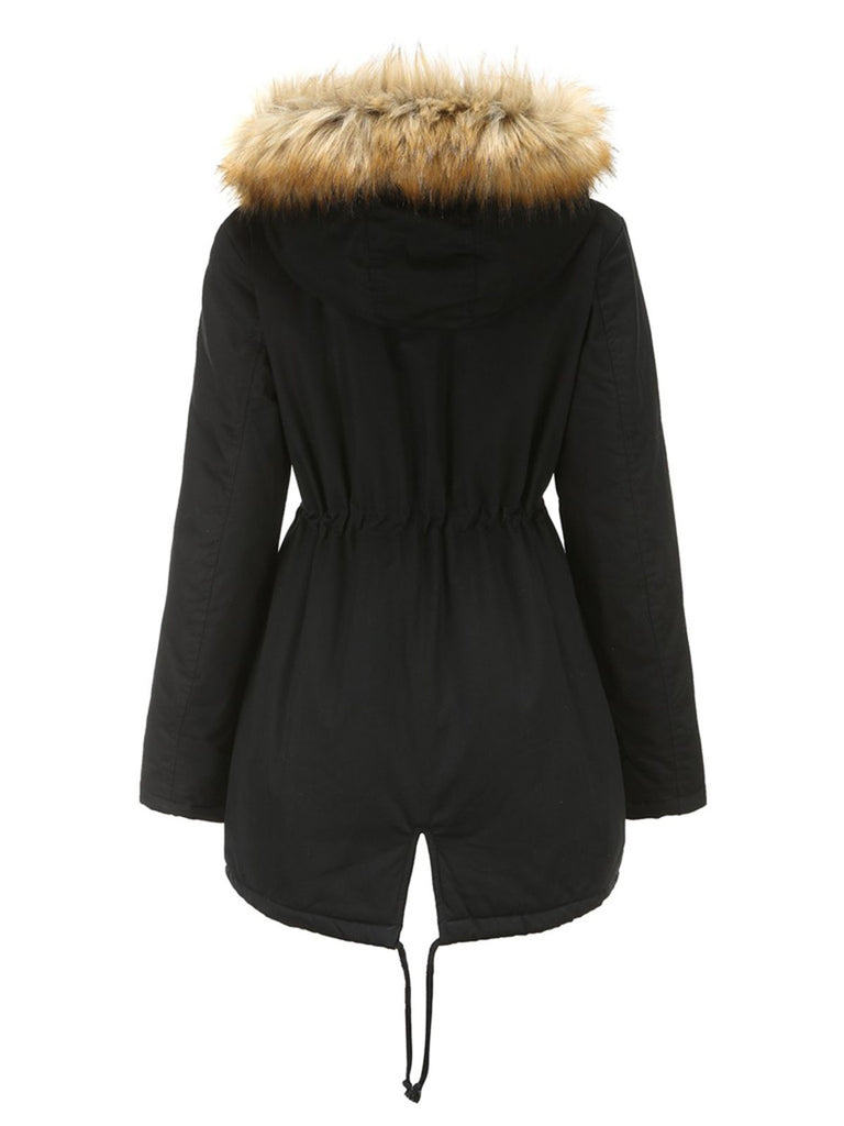 1950s Solid Zipper Fur Trimmed Coat: timeless style reimagined