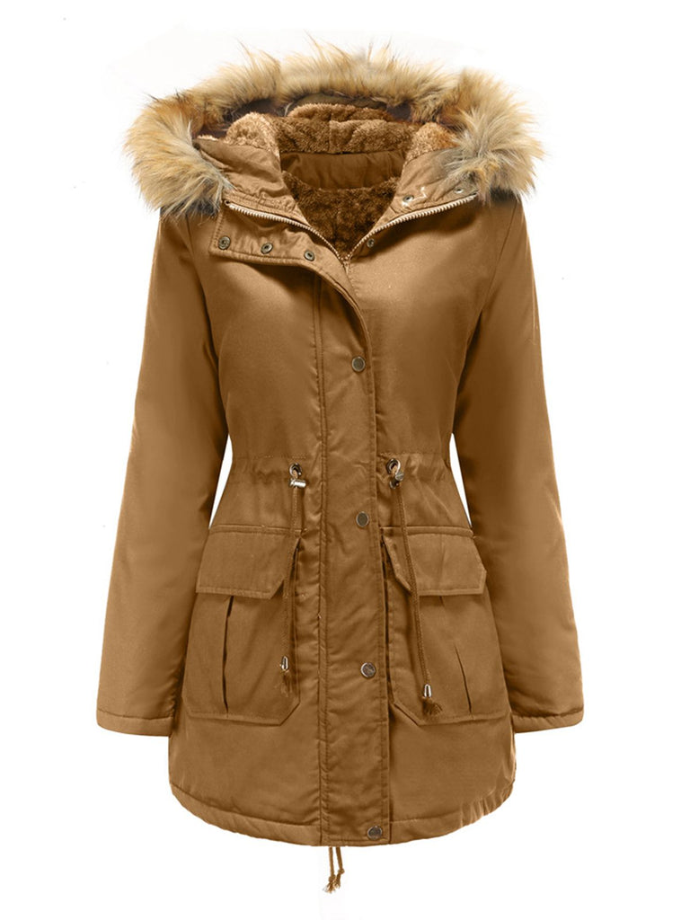 1950s Solid Zipper Fur Trimmed Coat: timeless style reimagined