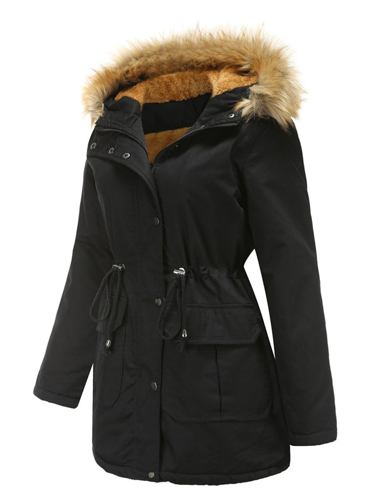 1950s Solid Zipper Fur Trimmed Coat - vintage fashion, retro style