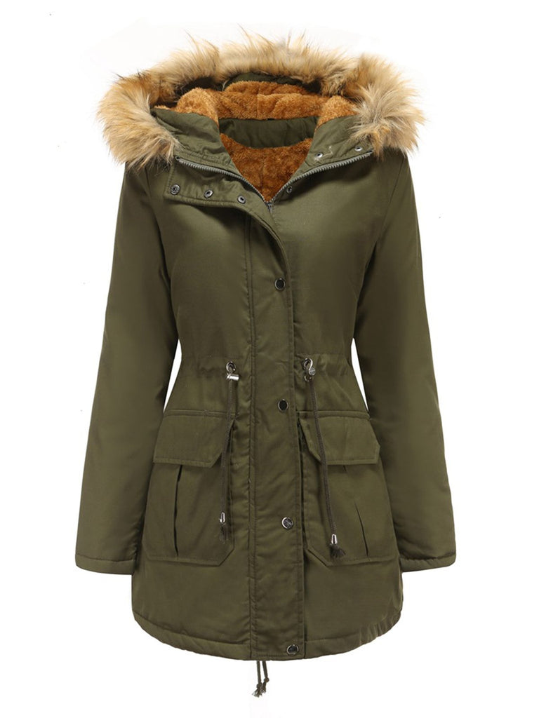 1950s Solid Zipper Fur Trimmed Coat - vintage fashion, retro style