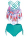 1950s Spaghetti Strap Feather Tankini Set: timeless style reimagined
