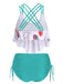 1950s Spaghetti Strap Feather Tankini Set — vintage elegance for the modern woman